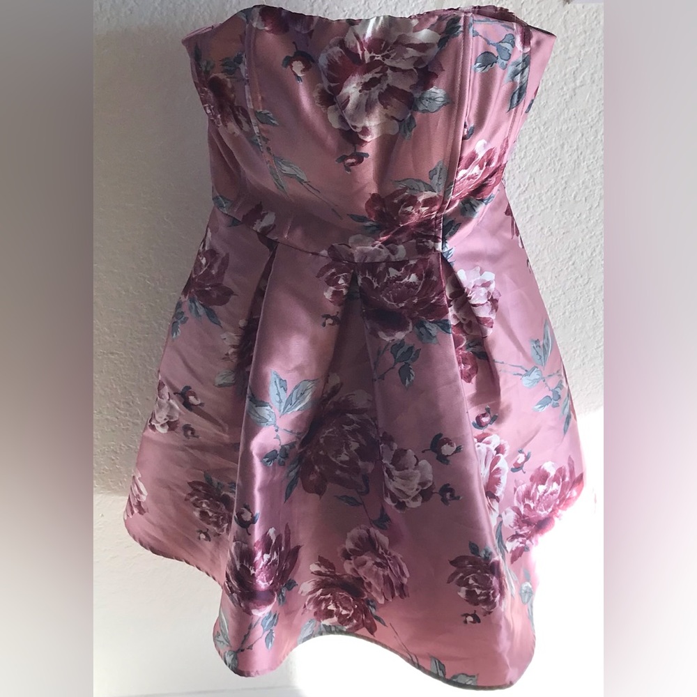 SPEECHLESS Juniors Size 7 💖 Pink Floral Strapless Corset Top Full Skirt Dress